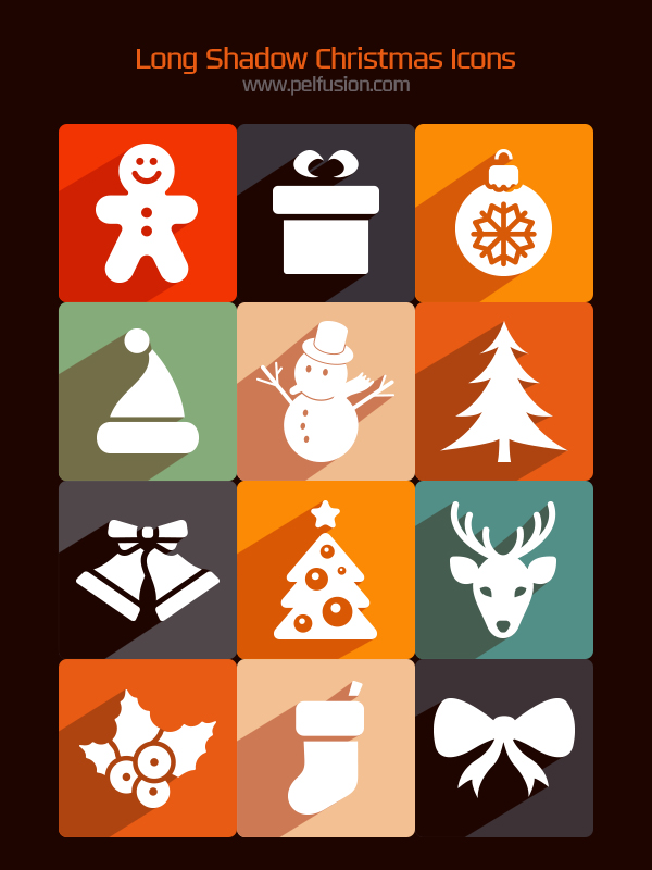 Free Long Shadow Christmas Icons